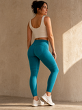 Contoura Leggings in Teal — rear three-quarter hero