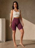 Contoura Shorts in Crimson Plum — front three-quarter hero