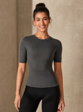 Contoura T-Shirt in Grey — front fit and drape
