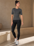 Contoura T-Shirt in Grey — styled with leggings