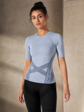 Contoura T-Shirt in Blue — front fit and drape