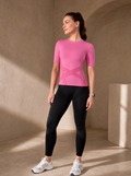 Contoura T-Shirt in Pink — styled with leggings